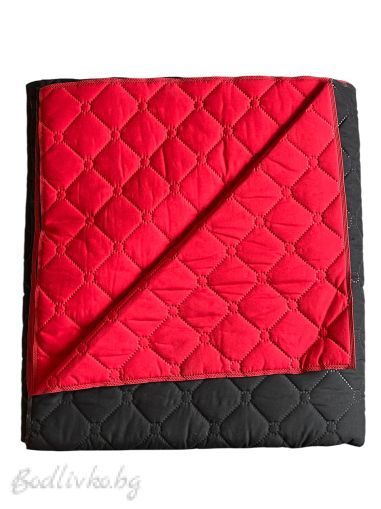 ДВУЛИЦЕВО ШАЛТЕ ОТ МИКРОФИБЪР ЧЕРВЕНО/ЧЕРНО 200x210