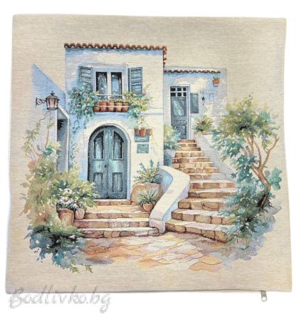 КАЛЪФКА за възглавничка, ПЕЙЗАЖ МАСЛИНИ, ЖАКАРД, 45/45см.