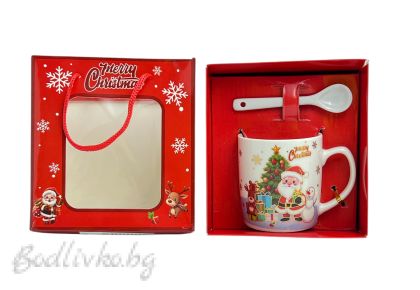 КОЛЕДНА ЧАШКА В ПРАЗНИЧНА ОПАКОВКА, ГОТОВА ЗА ПОДАРЯВАНЕ, 14/13 СМ.