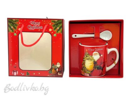 КОЛЕДНА ЧАШКА В ПРАЗНИЧНА ОПАКОВКА, ГОТОВА ЗА ПОДАРЯВАНЕ, 14/13 СМ.