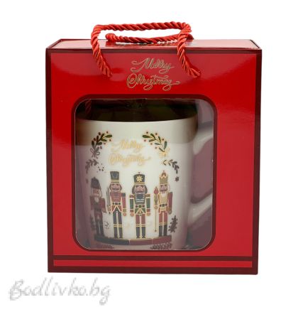 КОЛЕДНА ЧАША, ГОЛЯМА, ПОДАРЪЧНА ,С ЛЪЖИЧКА, 19/17 СМ.