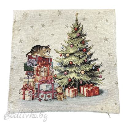 КАЛЪФКА за възглавничка, КОТЕ И ПОДАРЪЦИ , ЖАКАРД,  45/45см.
