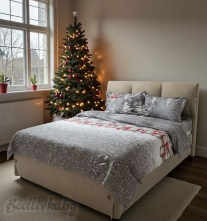 КОЛЕДЕН СПАЛЕН КОМПЛЕКТ "БУХАЛИ", 100% ПАМУЧЕН САТЕН, 4 части 