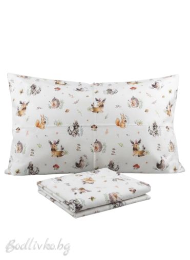 КОМПЛЕКТ ЗА ЕДИНИЧНО ЛЕГЛО ЖИВОТНИ , 100% натурален памук (ПОПЛИН), 3 части