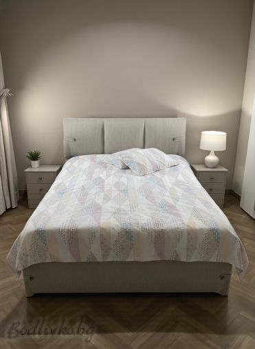 СПАЛЕН КОМПЛЕКТ ЛИЛАВО- СИНИ НЮАНСИ,  100% натурален памук (ПОПЛИН), 4 части