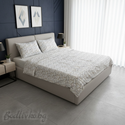 КОМПЛЕКТ ЗА СПАЛНЯ, Големи дизайнерски сърца – 100% натурален памук (Ранфорс), 4 части 