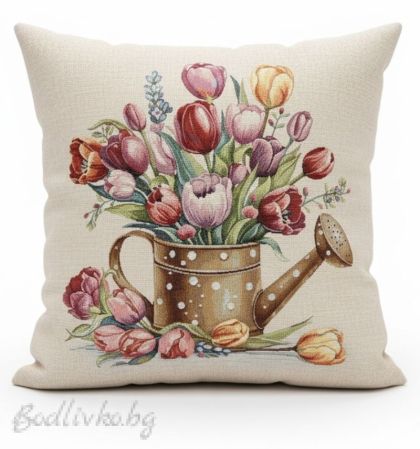 КАЛЪФКА за възглавничка, Лалета в лейка, 45/45см.