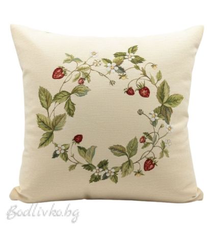 КАЛЪФКА за възглавничка, Венче от ягодки , 45/45см.