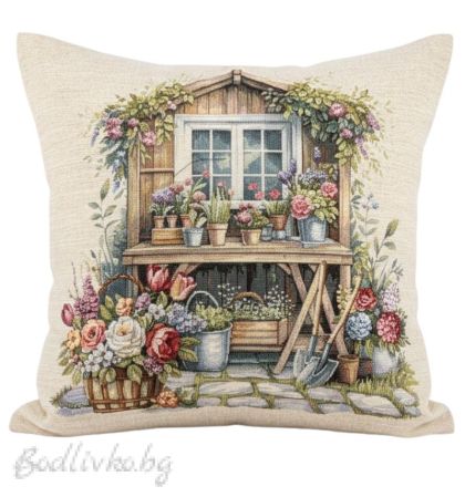 КАЛЪФКА за възглавничка, Селска къщурка, 45/45см.