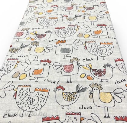 Великденска покривка, рисувани кокошки, размер 240см.