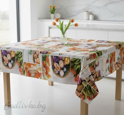 Великденска покривка, Правоъгълни цветни картини, Панама, размер 135/200см..