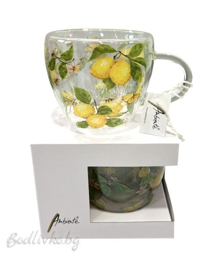 Двустенна стъклена чаша, Ambiente, Лимони, 200мл.