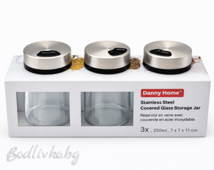 Бурканчета за подправки от стъкло, Danny Home, 3 броя, 250мл.