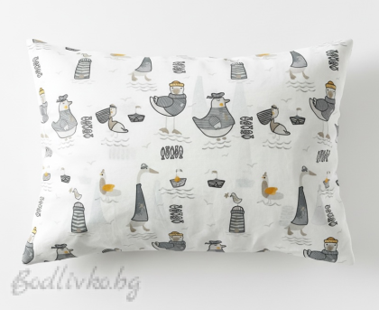 КАЛЪФКА за възглавница, Абстрактни птици в сиво, 50/70см. 