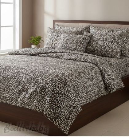 СПАЛЕН КОМПЛЕКТ, Леопард  100% натурален памук (ПОПЛИН), 4 части