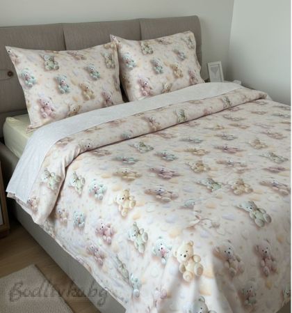 КОМПЛЕКТ ЗА СПАЛНЯ, Мечета в пастелни тоново 3Д – 100% натурален памук (Ранфорс), 4 части 