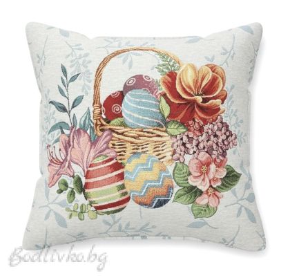 КАЛЪФКА за възглавничка, Великденски яйчица в кошничка, 45/45см.