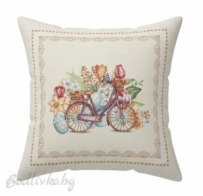 КАЛЪФКА за възглавничка, Колело с цветя, 45/45см.