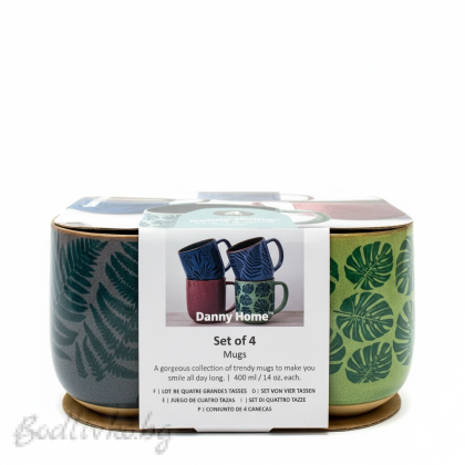 Комплект флорални порцеланови чаши 400мл., Danny Home, 4 броя в опаковка