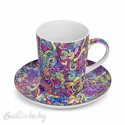 Порцеланова чаша за кафе или чай в кутия, 300мл. , Кораб