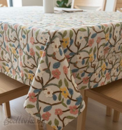 ПОКРИВКА ЗА МАСА, Цветя 3D, ХИДРОФОБИРАНА