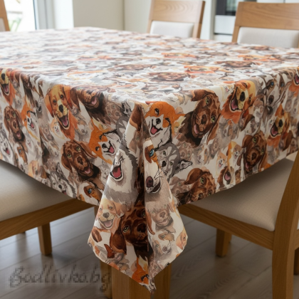 ПОКРИВКА ЗА МАСА, Кучета 5D, ХИДРОФОБИРАНА