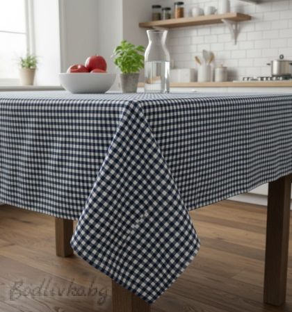 ПОКРИВКА ЗА МАСА, Каре- синьо  ХИДРОФОБИРАНА