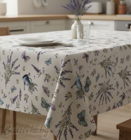 ПОКРИВКА ЗА МАСА ЖАКАРД, ЛАВАНДУЛА,  НАЛИЧНА В няколко РАЗМЕРА 