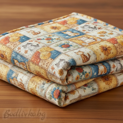 ПОКРИВКА ЗА ЛЕГЛО/ ОДЕЯЛО– ПИКЕ- Котета,  100%  памук