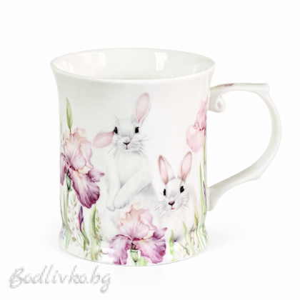 Порцеланова чаша, пролетни зайчета, 420мл. 