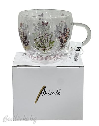 Двустенна стъклена чаша, Ambiente, Лавандула, 200мл.