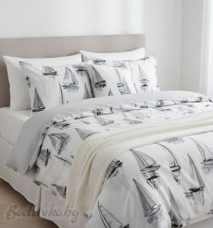 КОМПЛЕКТ ЗА СПАЛНЯ, Кораби – 100% натурален памук (Ранфорс), 4 части 