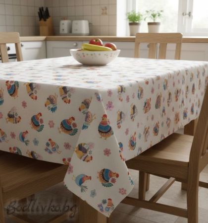 ПОКРИВКА ЗА МАСА Цветни КОКОШКИ