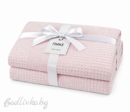ПОКРИВКА ЗА ЛЕГЛО/ ОДЕЯЛО– ПИКЕ- Розово,  100%  памук