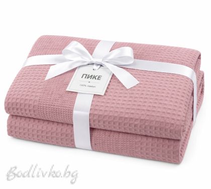ПОКРИВКА ЗА ЛЕГЛО/ ОДЕЯЛО– ПИКЕ- Тъмно розово,  100%  памук