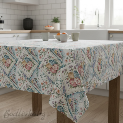 ПОКРИВКА ЗА МАСА, Великденско синьо, ХИДРОФОБИРАНА