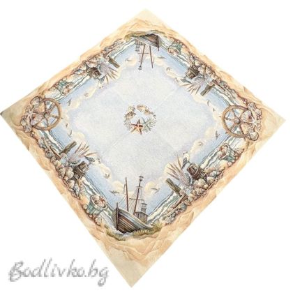 КАРЕ ЖАКАРД,МОРСКА ТЕМА ГЛАРУС, 100/100СМ. 