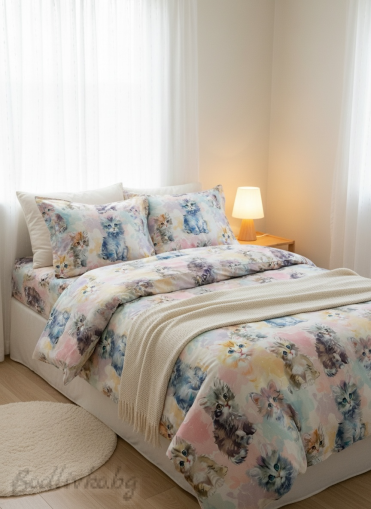 КОМПЛЕКТ ЗА ЕДИНИЧНО ЛЕГЛО БОНБОНЕНИ КОТЕТА– 100% натурален памук (5Д Ранфорс), 3 части 