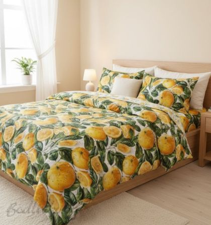 СПАЛЕН КОМПЛЕКТ,  ЕДРИ ЛИМОНИ, 100% памук/ 5Д, ранфорс, 5 части