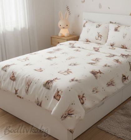 КОМПЛЕКТ ЗА ЕДИНИЧНО ЛЕГЛО, СЪРНИЧКИ, 100% натурален памук (ПОПЛИН), 3 части