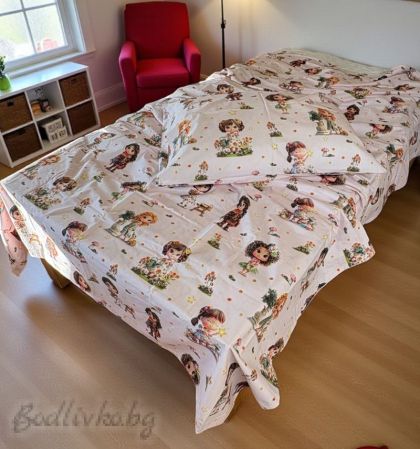 КОМПЛЕКТ ЗА СПАЛНЯ МОМИЧЕТА СЕЗОНИ – 100% натурален памук (Ранфорс), 3 части 