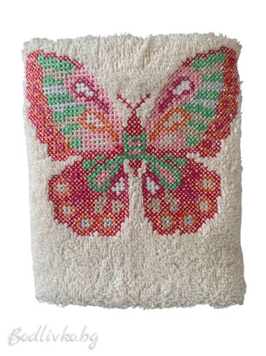 ХАВЛИЯ  ЗА РЪЦЕ. 100% ПАМУК,БРОДЕРИЯ Пеперуда, РАЗМЕР: 30/50СМ,, HAND MADE,