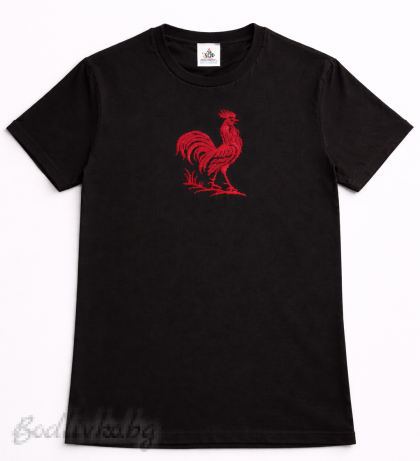 Мъжка тениска с бродерия, Петел, 100% памук