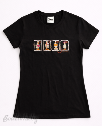 Дамска тениска с бродерия, Забавни патета, 100% памук