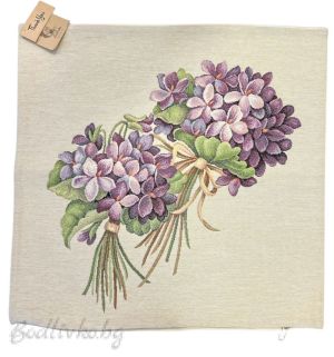 КАЛЪФКА за възглавничка, ЦВЕТЯ В ЛИЛАВО, ЖАКАРД, 45/45см.