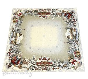 КАРЕ ЖАКАРД, ДЯДО КОЛЕДА С КЪЩИ 100/100СМ. 