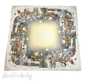 КАРЕ ЖАКАРД, ДЕЧИЦА С КЪЩИ 100/100СМ. 