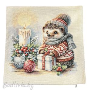 КАЛЪФКА за възглавничка, КОЛЕДНО ТАРАЛЕЖЧЕ, ЖАКАРД,  45/45см.