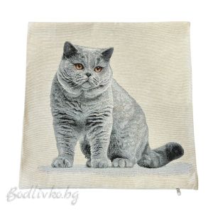 КАЛЪФКА за възглавничка, СИВА КОТКА, ЖАКАРД,  45/45см.