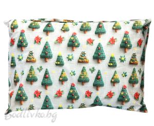 КОЛЕДНА КАЛЪФКА ЗЕЛЕНИ ЕЛХИЧКИ, 50/70СМ., 100% ПАМУК/РАНФОРС